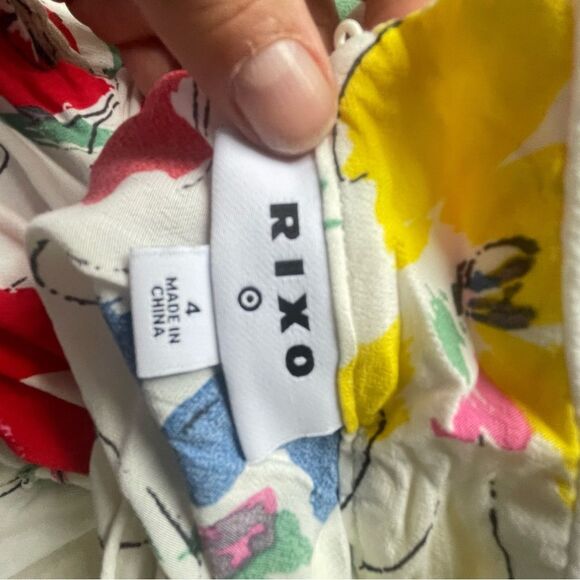 RIXO Red and Yellow Mock Neck Sundress with Puff Sleeves Y2k sz. 4 - Picture 5 of 16